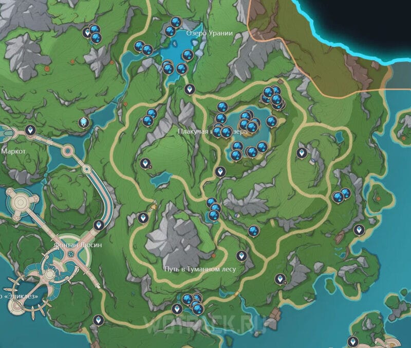 ВСе Лилии озерного света на карте