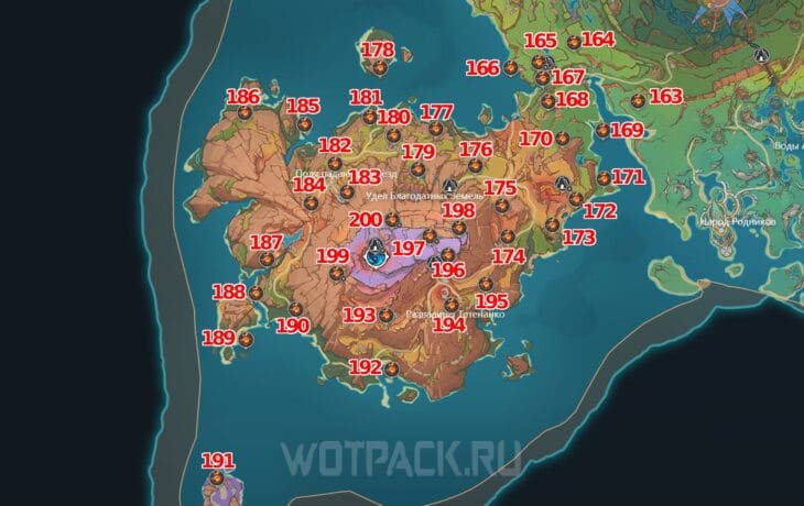 Все Пирокулы на карте Атокпана в Натлане